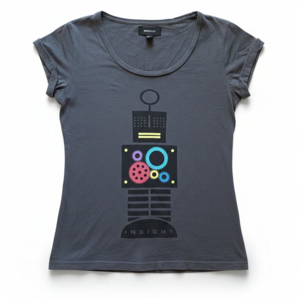 INSIGHT 51  - Gray Graphic short steeves Tee with Robot Design - Size M